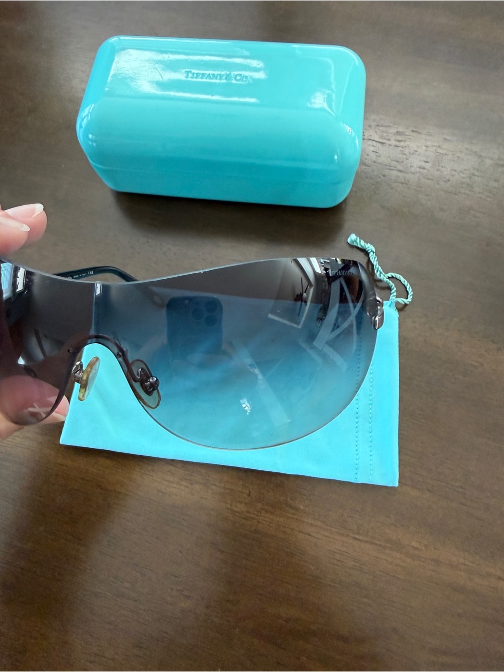 Tiffany & Co. Women's Rimless Shield Sunglasses - Black Gradient 115mm Lens - Picture 11 of 14